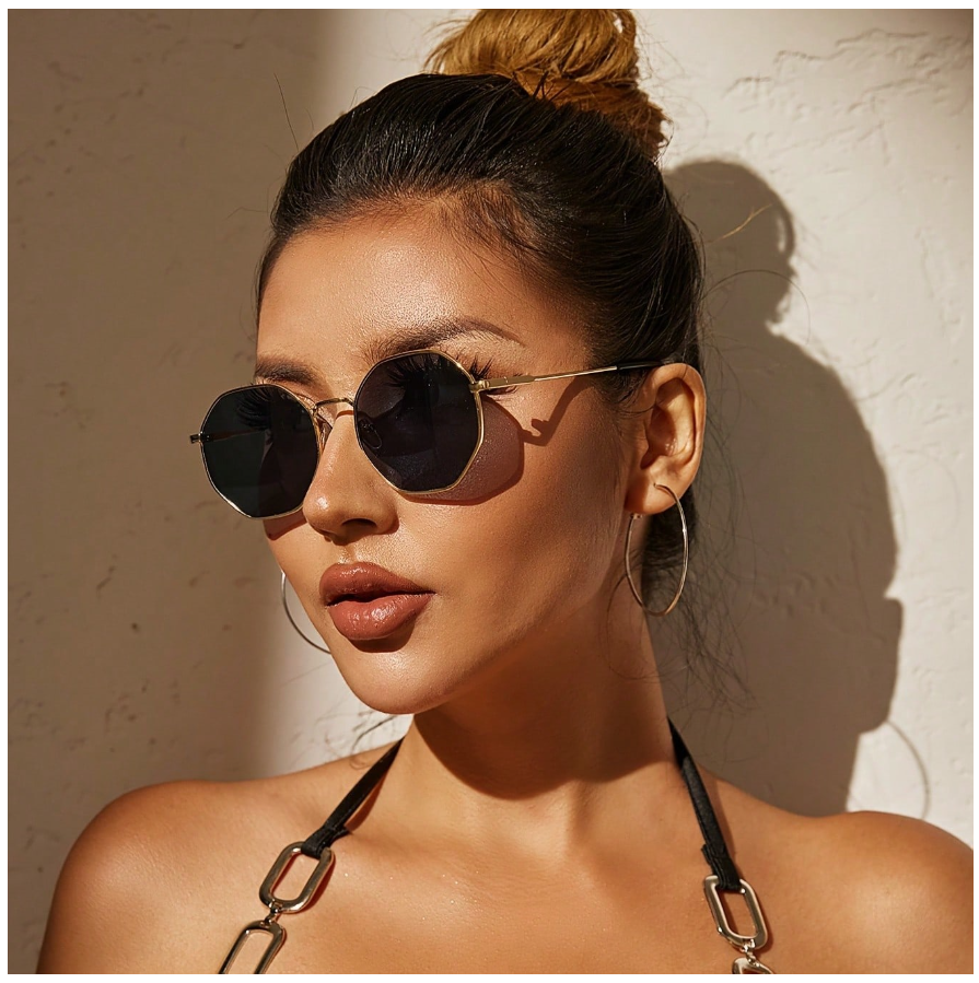 Lentes marco hexagonal dorado - 5800