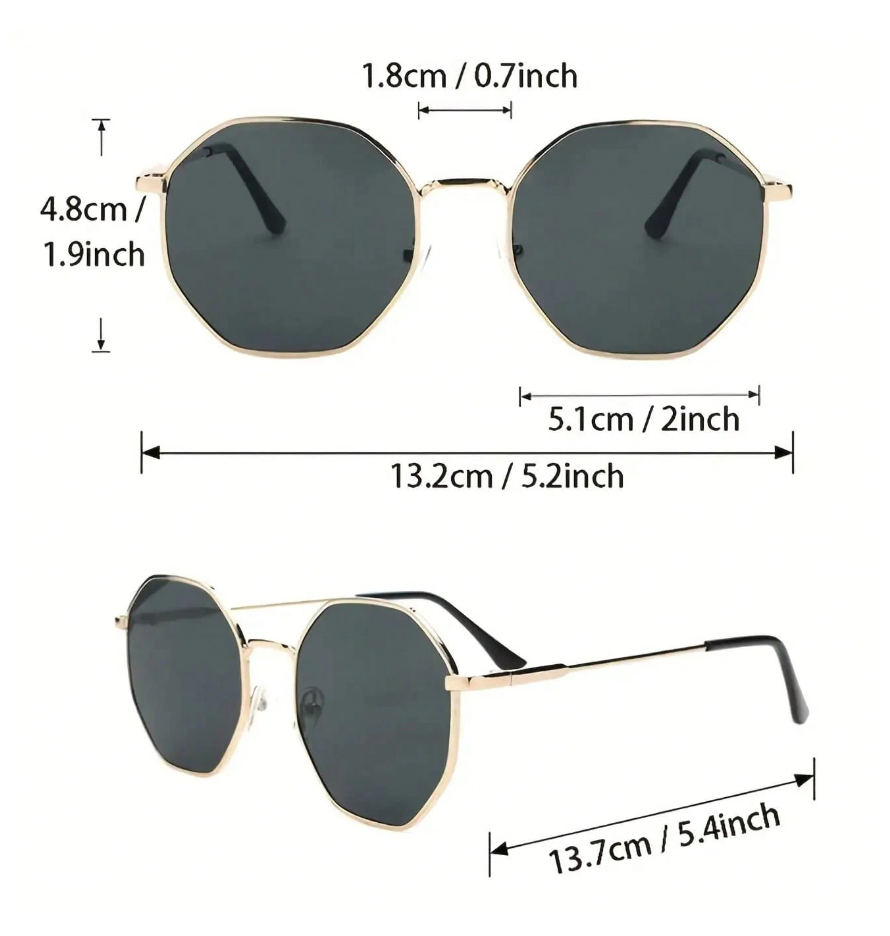 Lentes marco hexagonal dorado - 5800