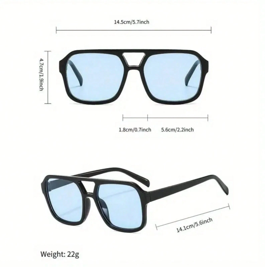 Lentes azul marco cuadrado negro - 5802