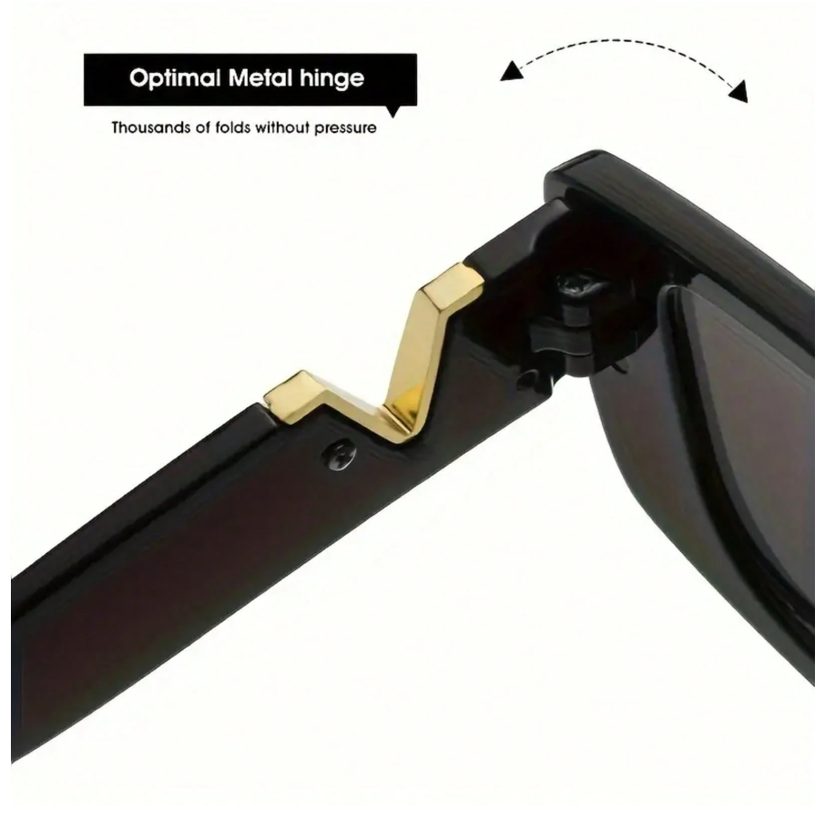 Lentes negros ojo de gato con V dorada - 5803