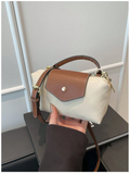 Cartera beige solapa & correa marrón - 5808