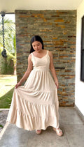 Vestido caqui largo veranero con lazo en espalda - 5819CA