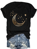Camisa negra estampado luna & estrellas doradas - 5821