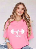 Camisa rosa 100% algodón estampada fitness oversize - 5823