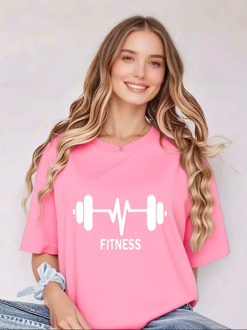 Camisa rosa 100% algodón estampada fitness oversize - 5823
