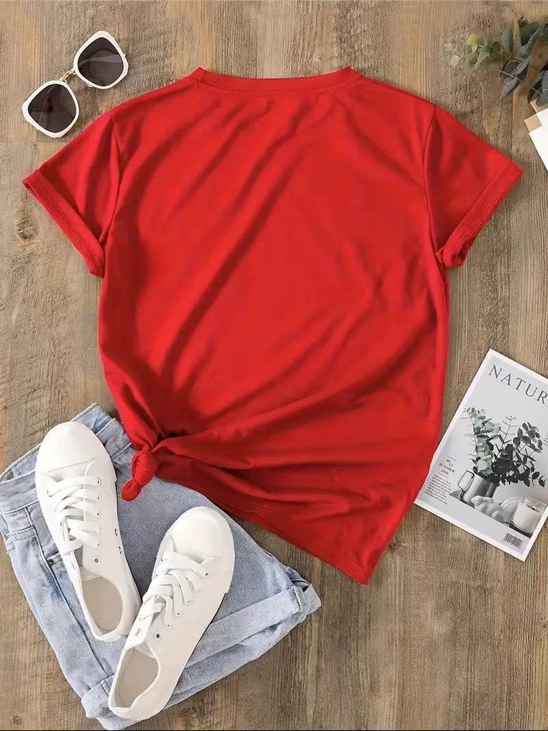 Camisa roja 100% algodón estampada paciencia 1% oversize - 5824