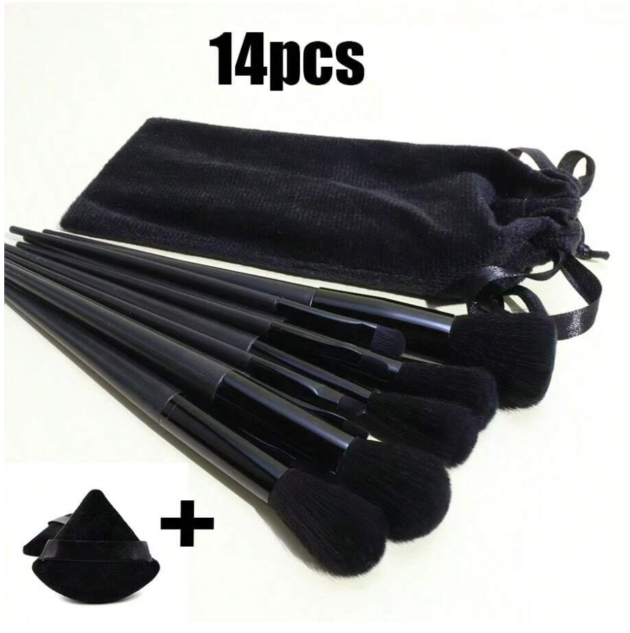 Set 13 pz brochas negras & bolsa & esponja - 5831