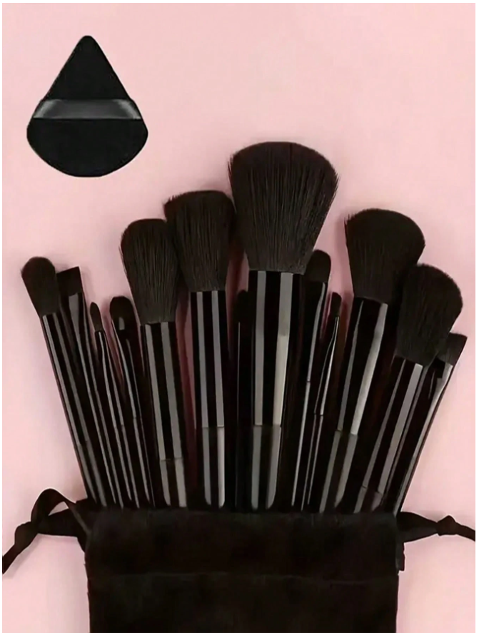 Set 13 pz brochas negras & bolsa & esponja - 5831