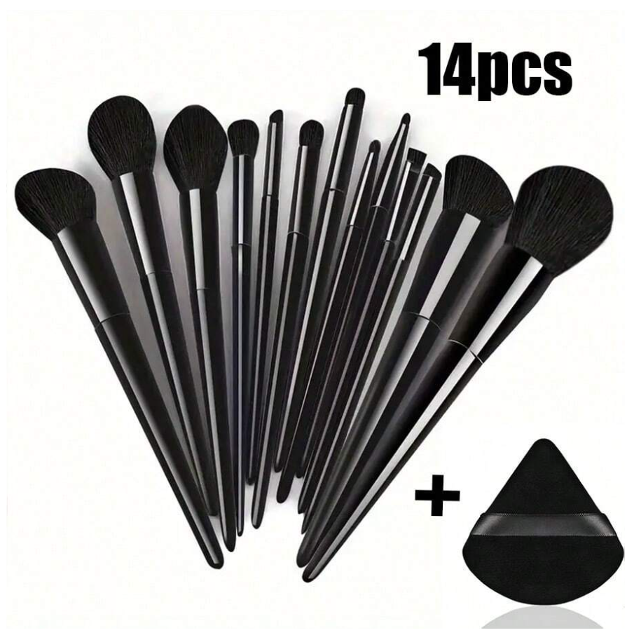 Set 13 pz brochas negras & bolsa & esponja - 5831