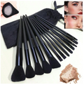 Set 13 pz brochas negras & bolsa & esponja - 5831