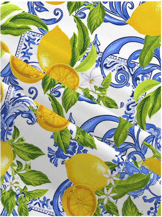 Vestido corto de tirantes estampado limones - 5840