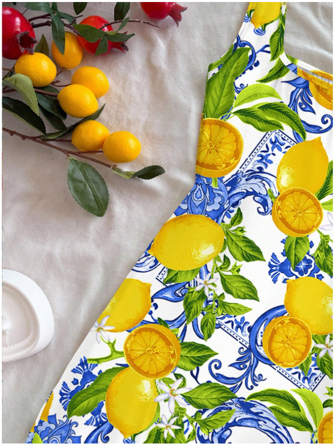 Vestido corto de tirantes estampado limones - 5840