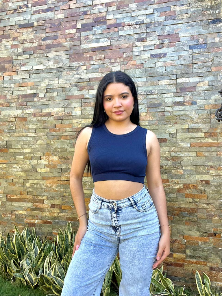 Crop top azul básico cuello circular - 5845AZ