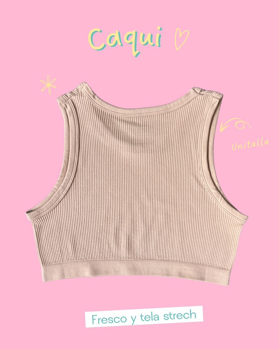 Crop top caqui básico cuello circular - 5845CA