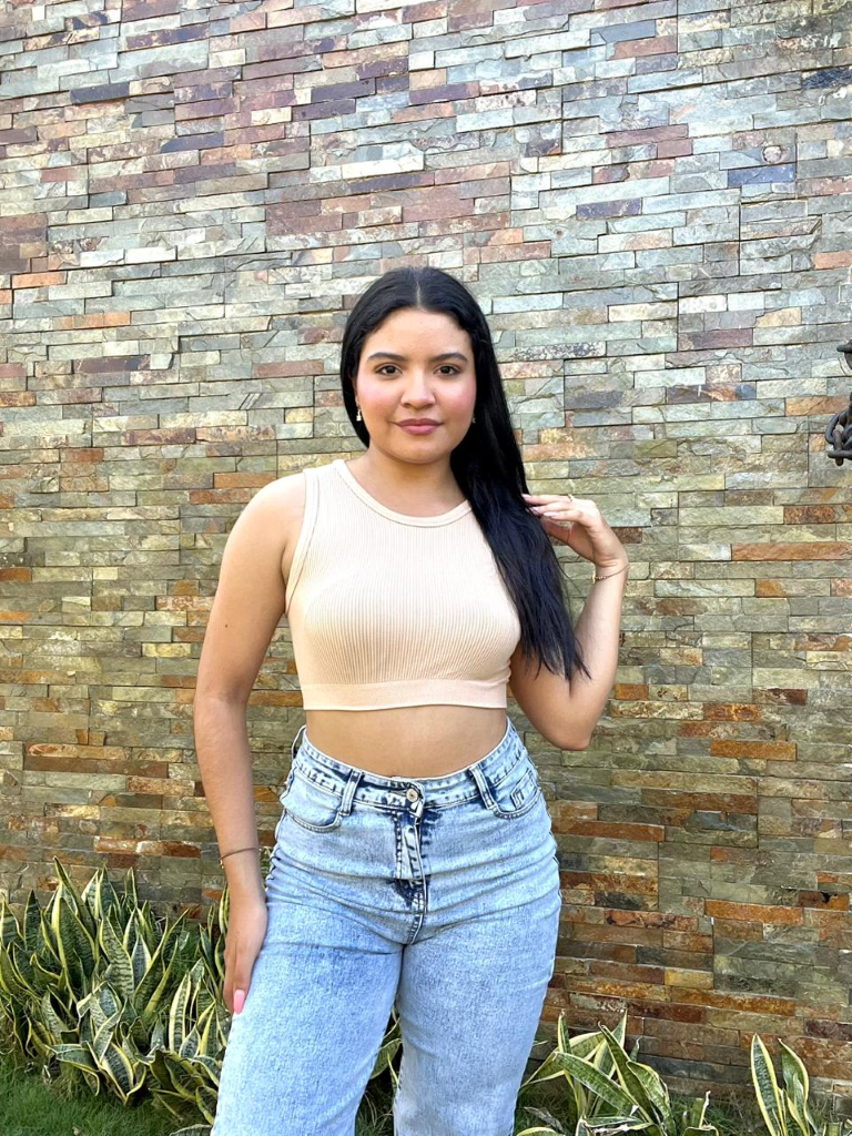 Crop top caqui básico cuello circular - 5845CA