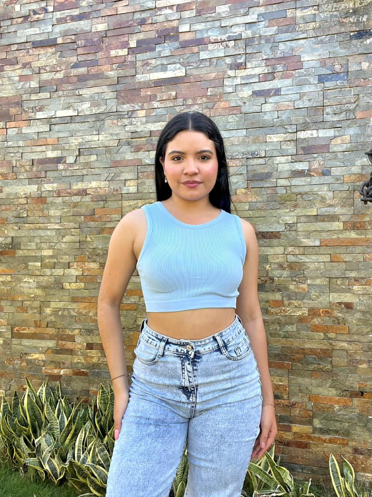 Crop top celeste básico cuello circular - 5845CE