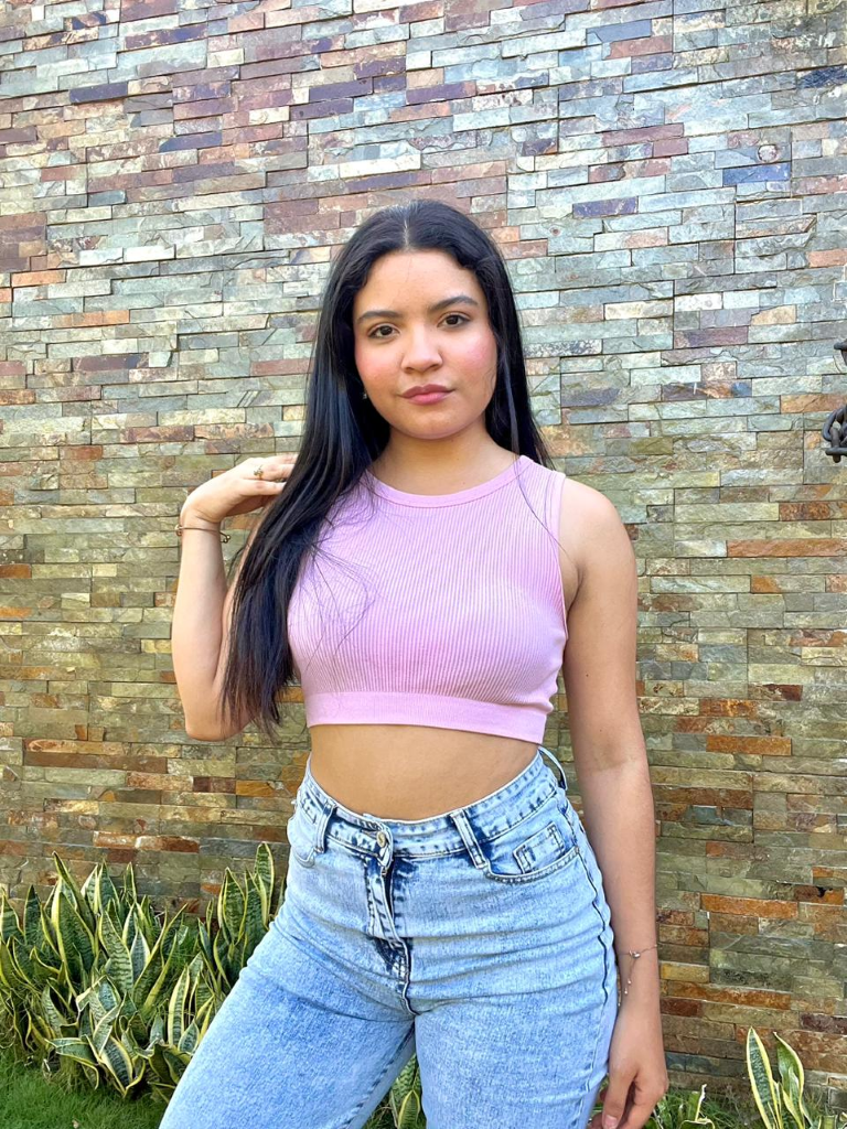 Crop top morado básico cuello circular - 5845MO