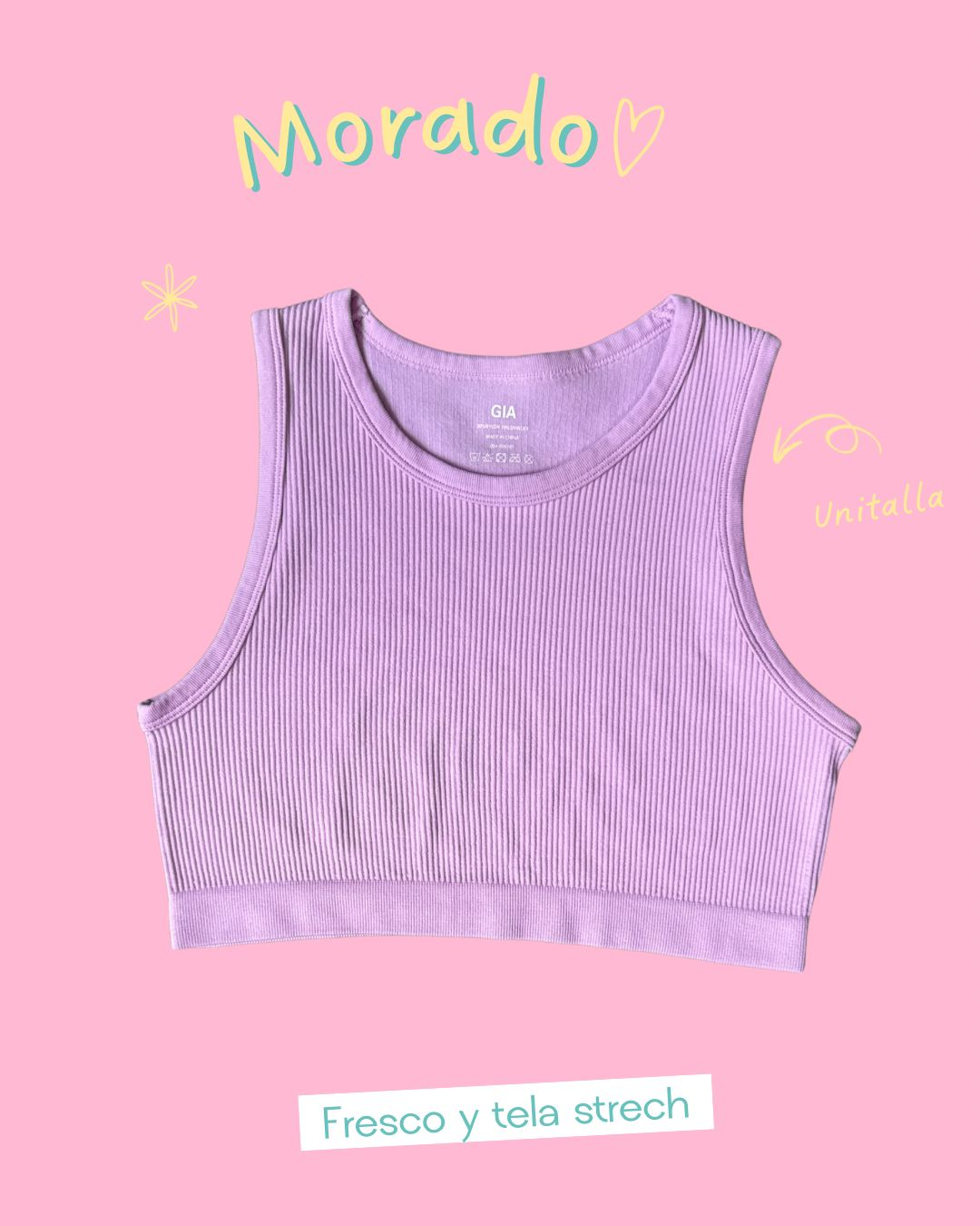 Crop top morado básico cuello circular - 5845MO