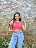 Crop top naranja básico cuello circular - 5845NA