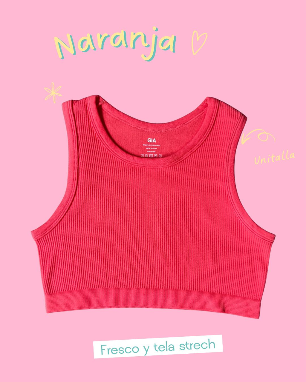 Crop top naranja básico cuello circular - 5845NA