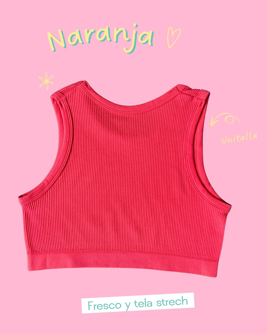 Crop top naranja básico cuello circular - 5845NA