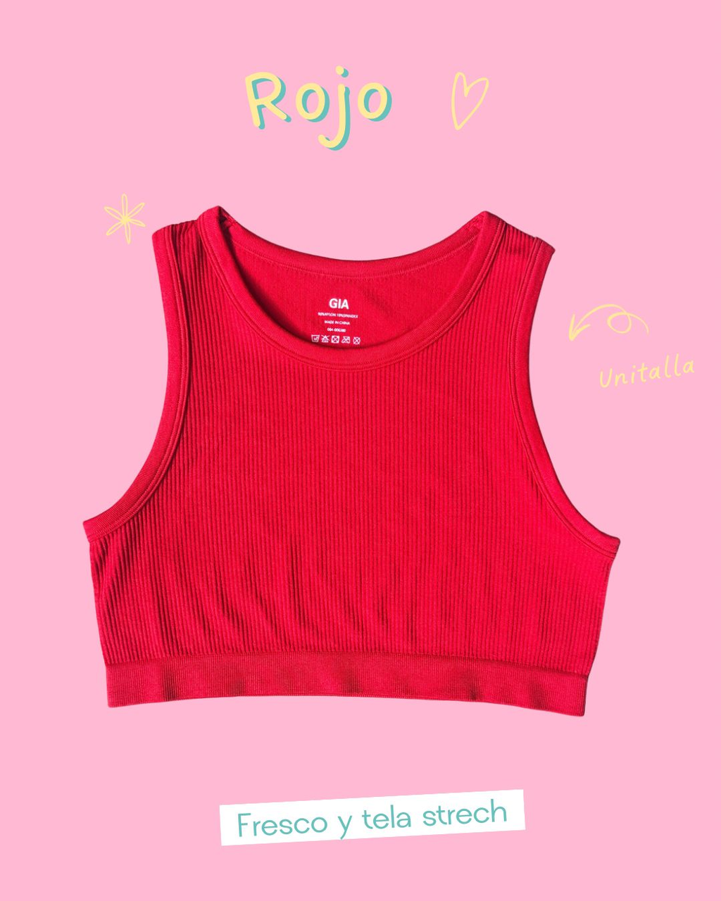 Crop top rojo básico cuello circular - 5845RJ
