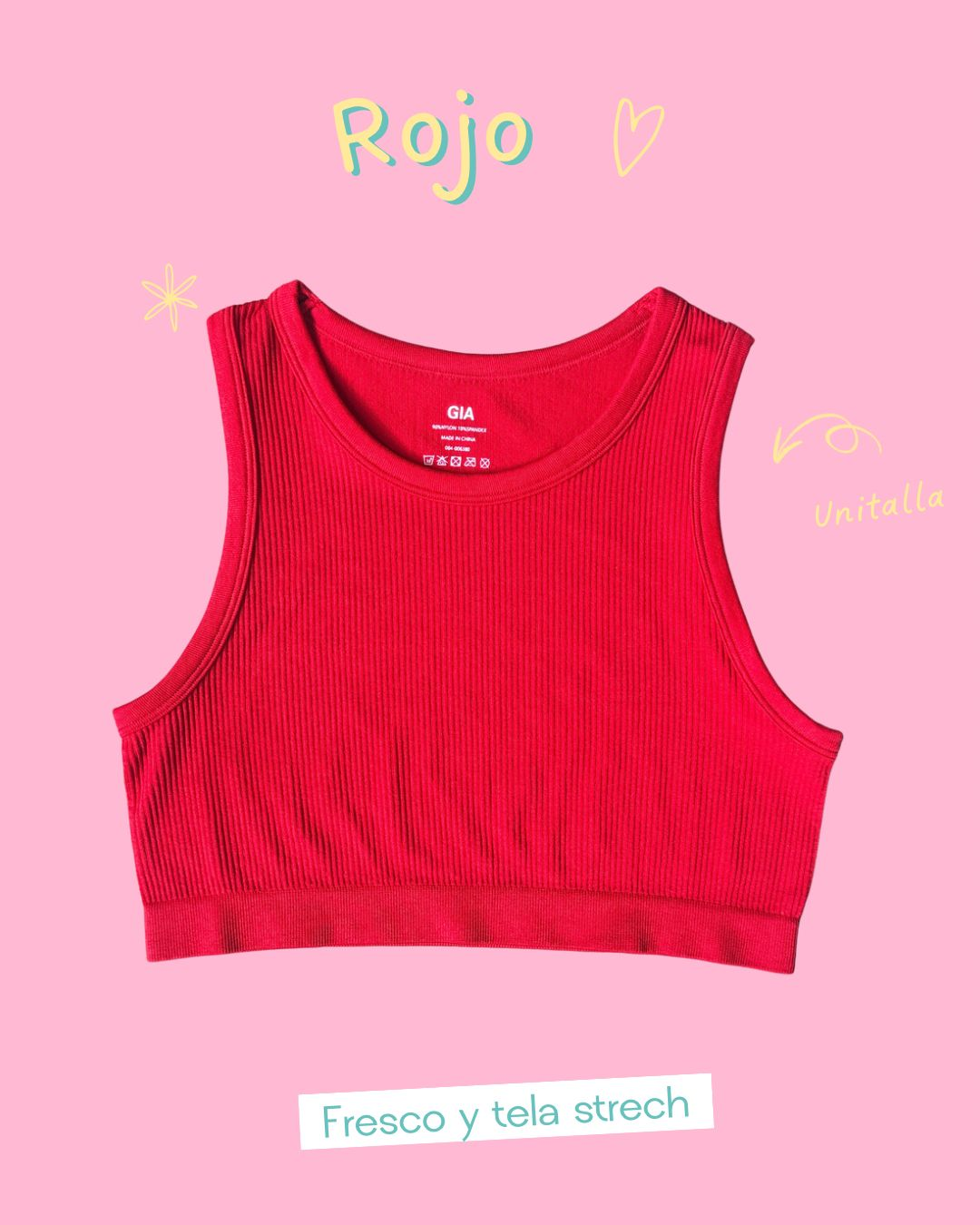 Crop top rojo básico cuello circular - 5845RJ
