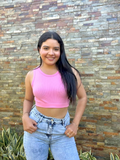 Crop top rosado básico cuello circular - 5845RO
