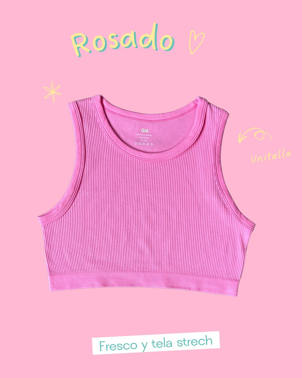 Crop top rosado básico cuello circular - 5845RO