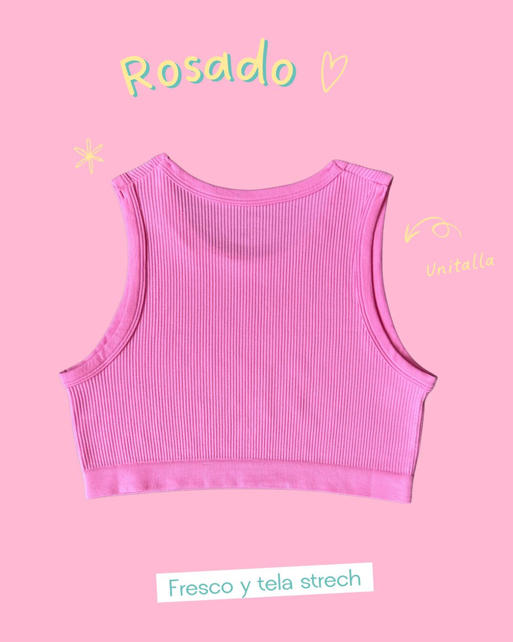 Crop top rosado básico cuello circular - 5845RO