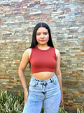 Crop top terracota básico cuello circular - 5845TE