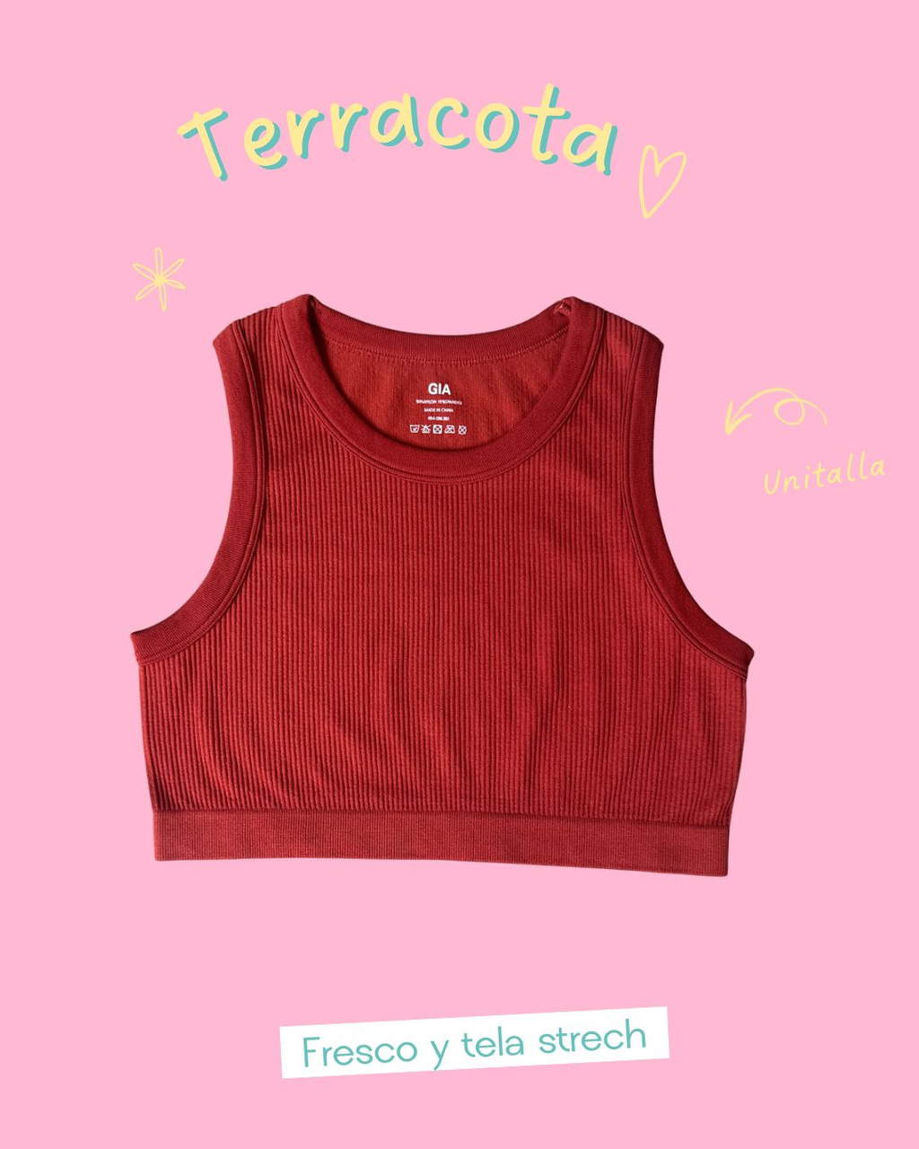 Crop top terracota básico cuello circular - 5845TE