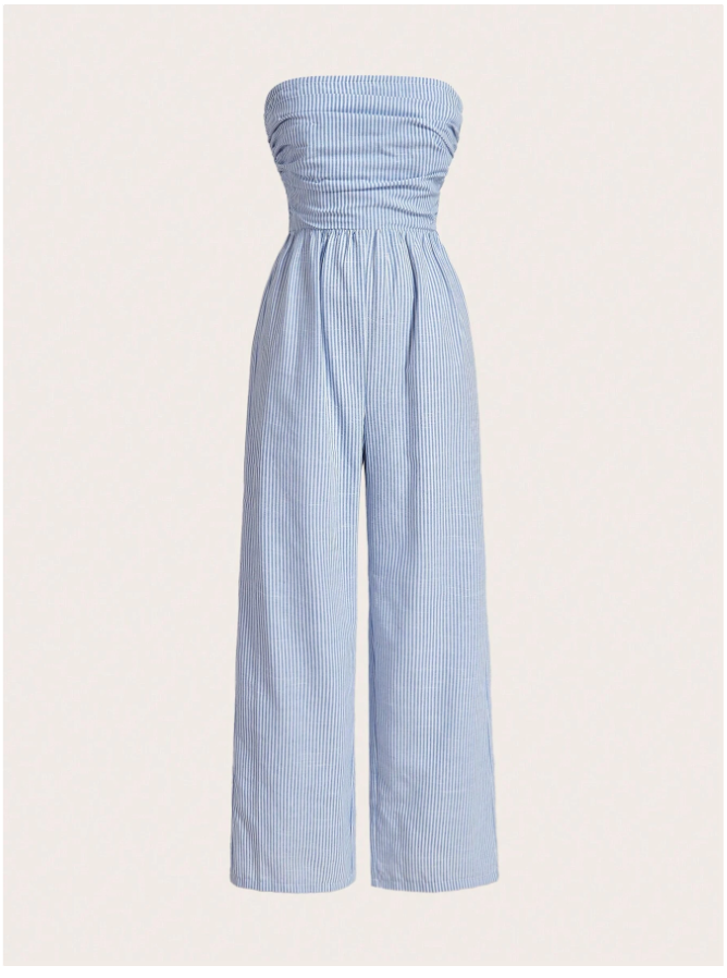 Enterizo a rayas azul & blanco sin mangas - 5852