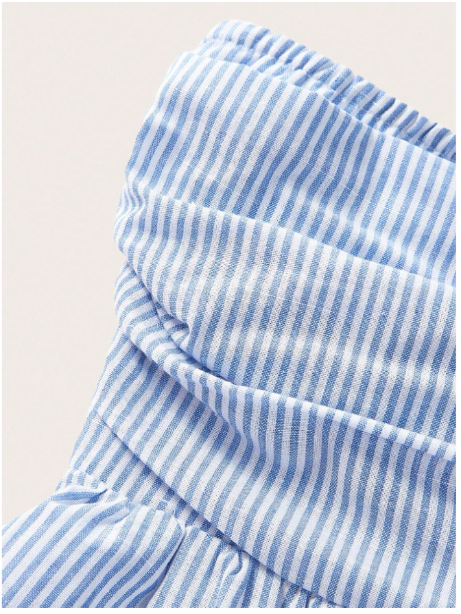 Enterizo a rayas azul & blanco sin mangas - 5852