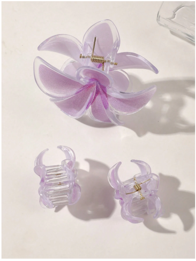 3 pack pinzas flores moradas - 5856