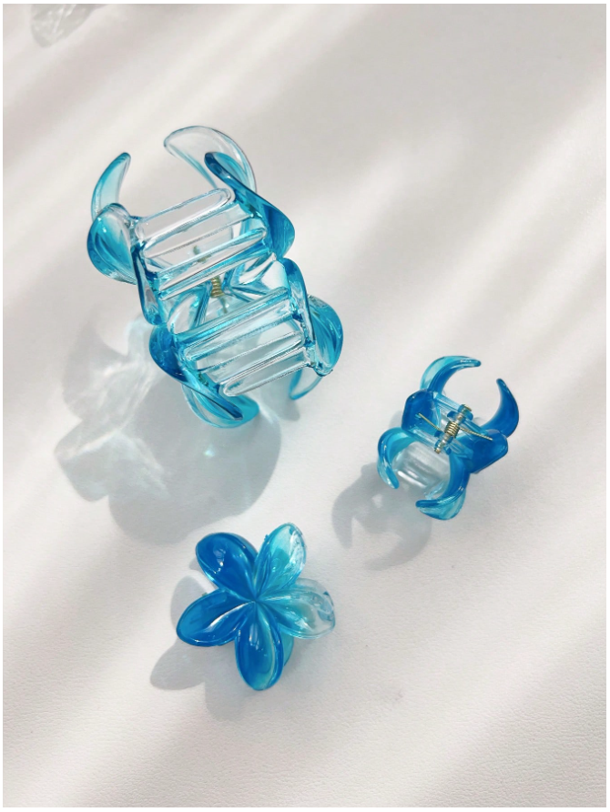 3 pack pinzas flores azules - 5857