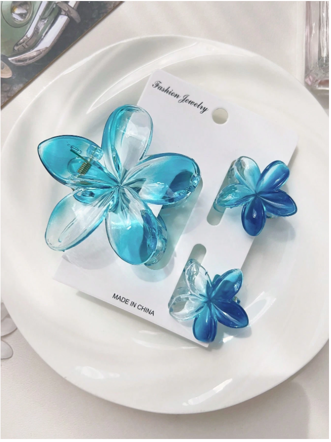 3 pack pinzas flores azules - 5857