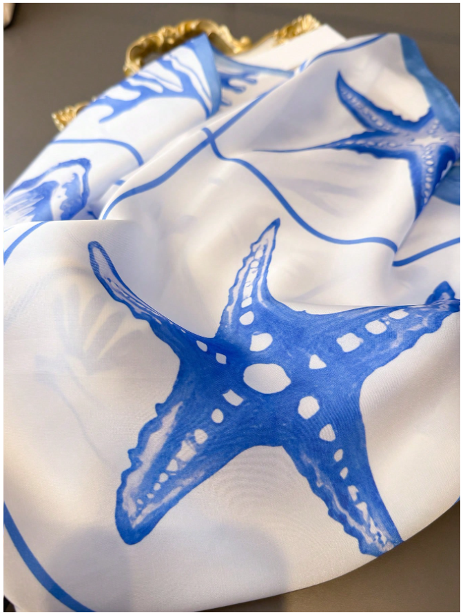 Pañuelo blanco estampados marinos azules - 5858