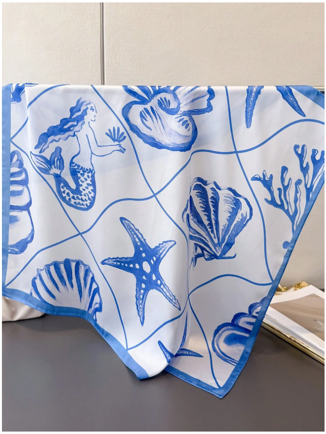 Pañuelo blanco estampados marinos azules - 5858