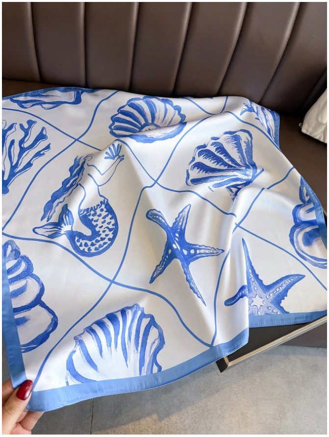 Pañuelo blanco estampados marinos azules - 5858
