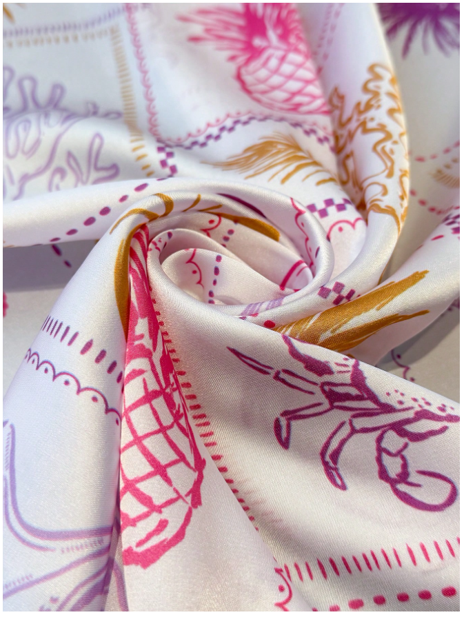 Pañuelo blanco estampados marinos rosa - 5859