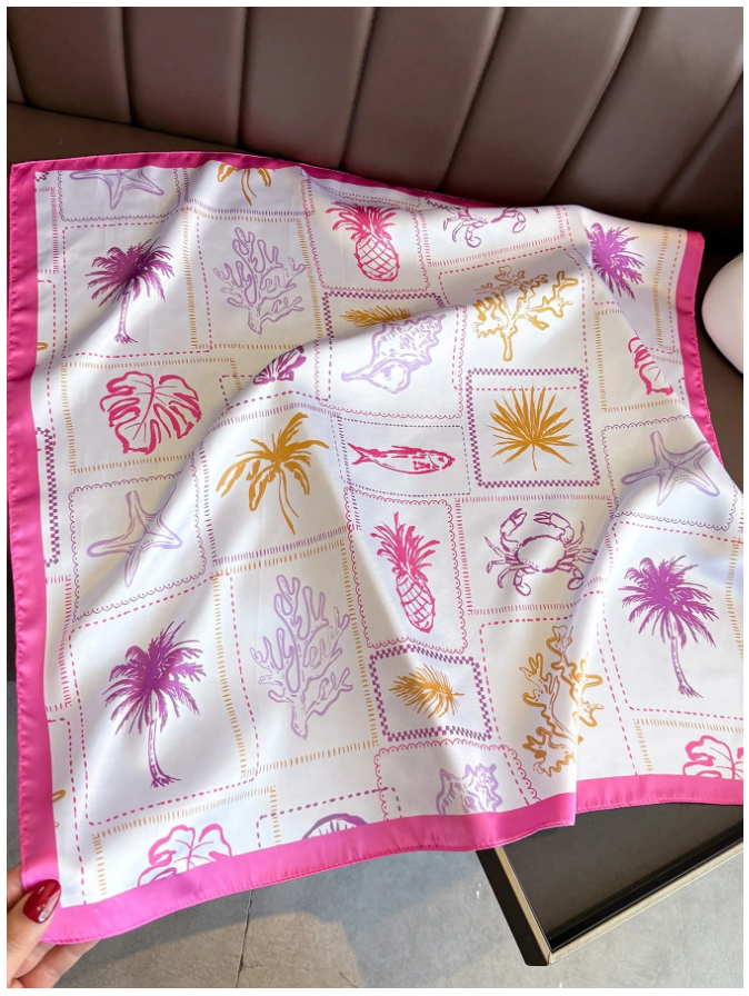 Pañuelo blanco estampados marinos rosa - 5859