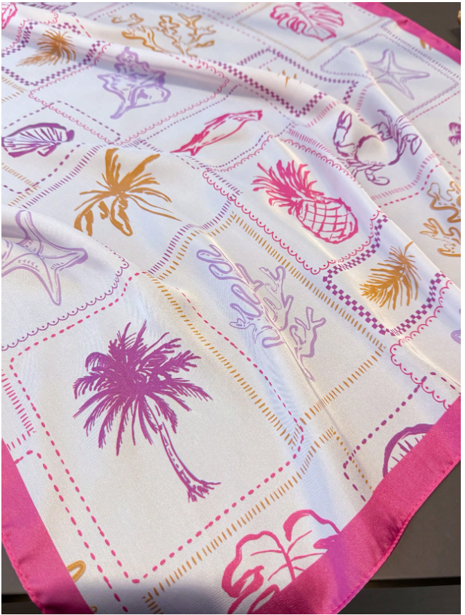 Pañuelo blanco estampados marinos rosa - 5859