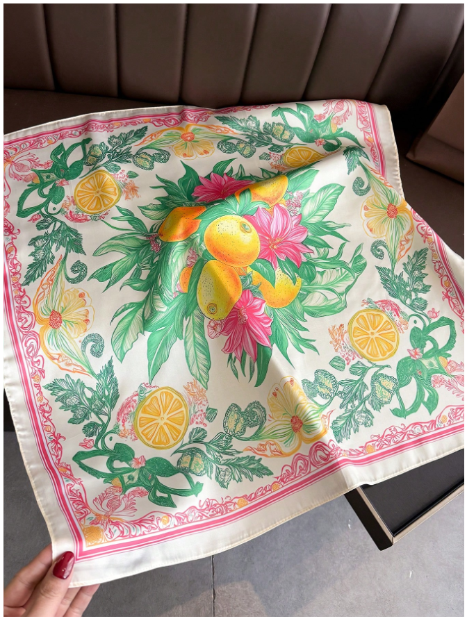 Pañuelo blanco estampado limones - 5860