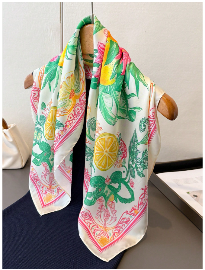 Pañuelo blanco estampado limones - 5860
