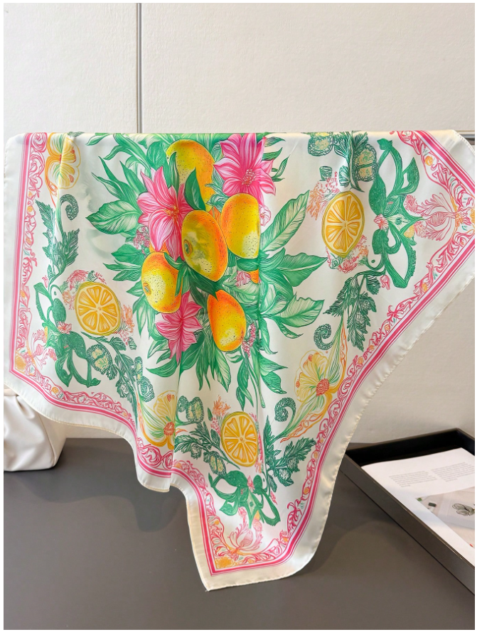 Pañuelo blanco estampado limones - 5860