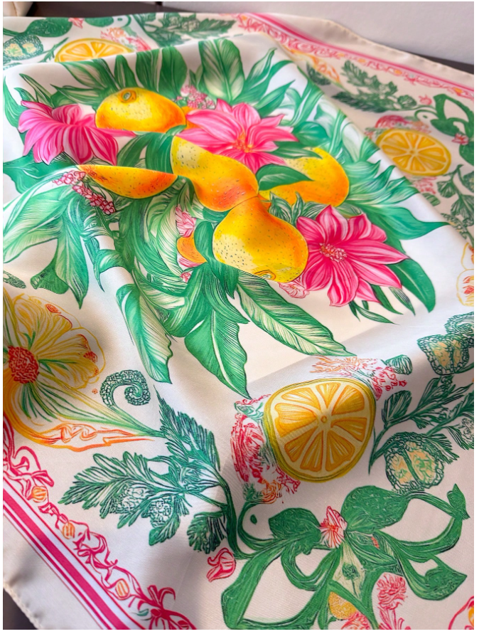 Pañuelo blanco estampado limones - 5860