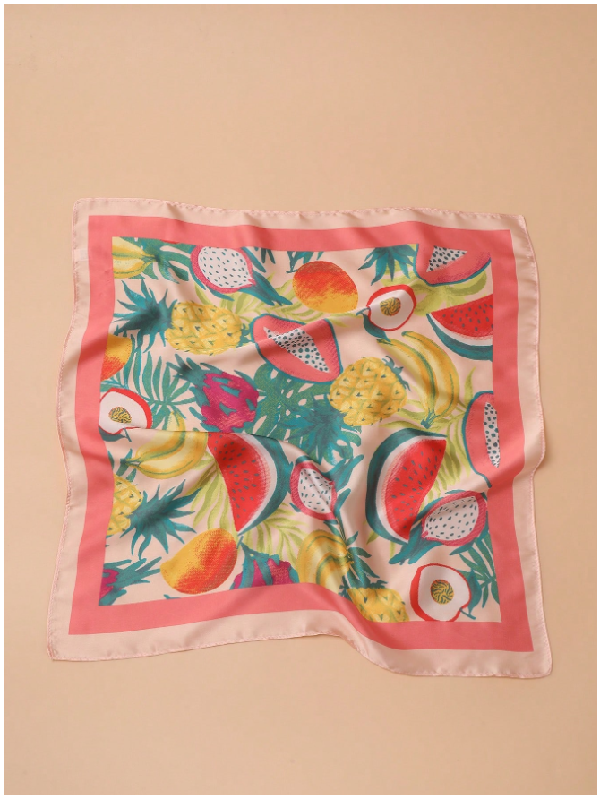 Pañuelo rosa estampado frutas tropicales - 5863