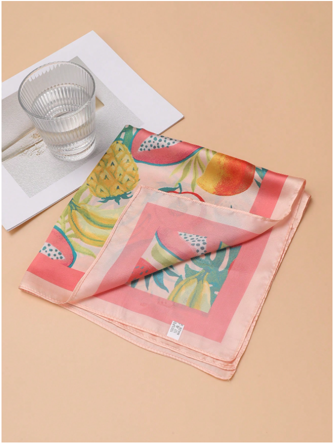Pañuelo rosa estampado frutas tropicales - 5863