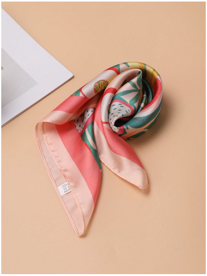 Pañuelo rosa estampado frutas tropicales - 5863